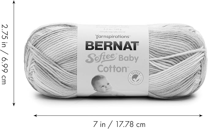 Bernat Softee Baby Cotton Cotton Yarn - 3 Pack of 120g/4.25oz - Blend - 3 DK (Light) - 254 Yards - Knitting/Crochet