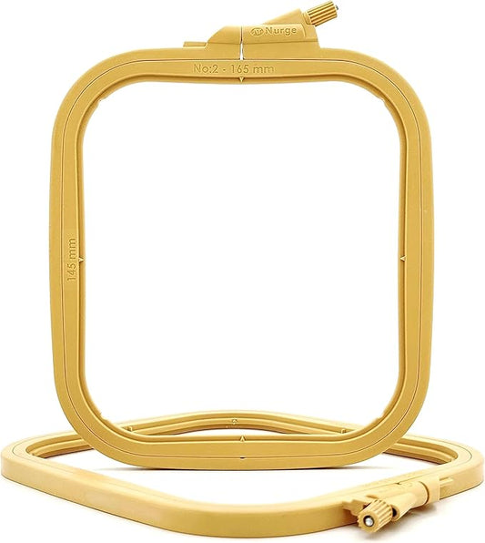 nurge square embroidery hoop - plastic cross stitch frame for needlepoint & embroidery - adjustable craft hoop - beige - no:2 (small)