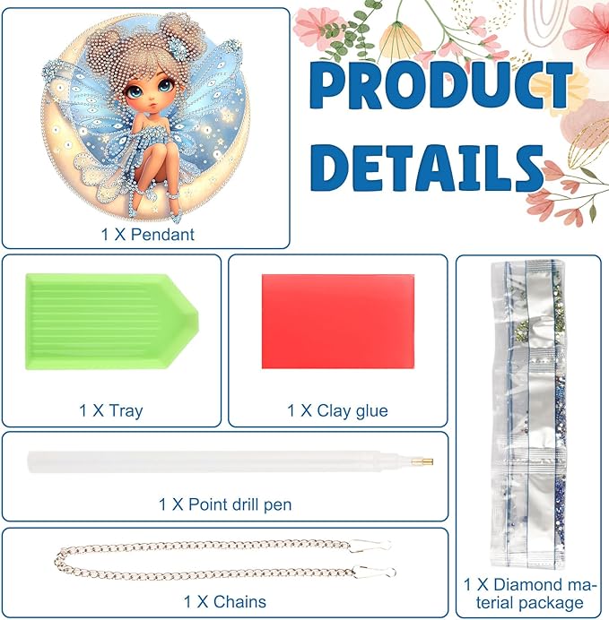 DOMROM Fairy Diamond Art Hanging Kits for Adults, Special Shaped Crystal Diamond Painting Fairy Pendant, DIY Diamond Art Suncatchers for Home Garden Wall Decor Gift