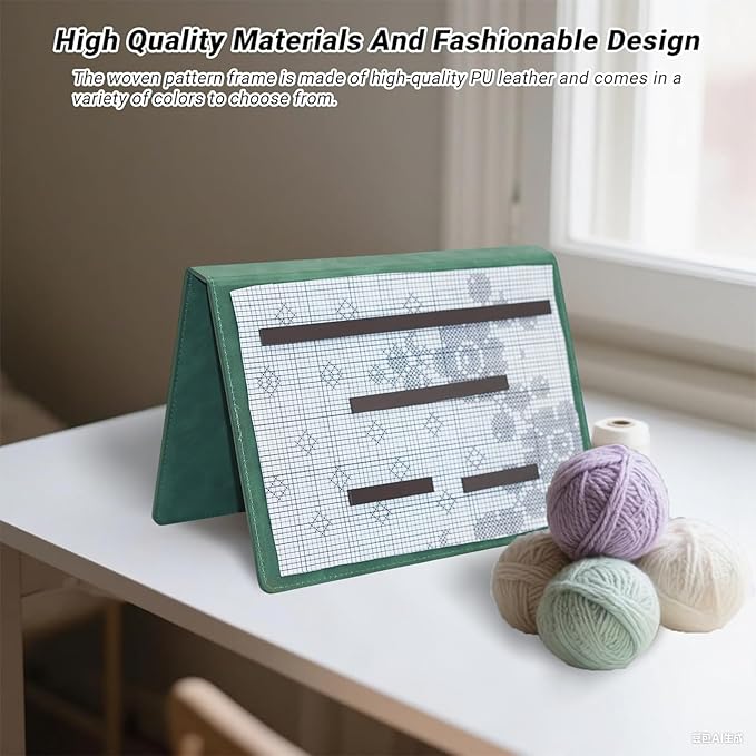 Cowenhey Knitting Pattern Holder with Pocket, Knitting Chart Holder with 4 Replacement Magnets, Holder Foldable Knitting Chart Keeper for Fixed Crochet Pattern on Knitting Pattern (Green)