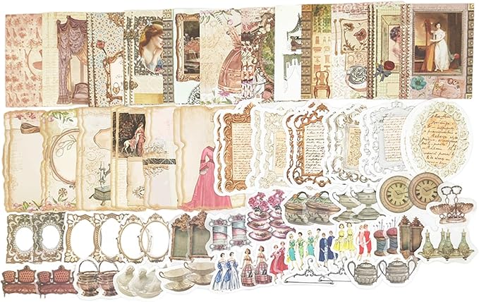 100PCS Vintage Journaling Scrapbooking Supplies Ephemera Pack for Junk Journal Planners Decoupage Paper Scrapbook Stickers Aesthetic Cottagecore Collage Craft Album (Romance)