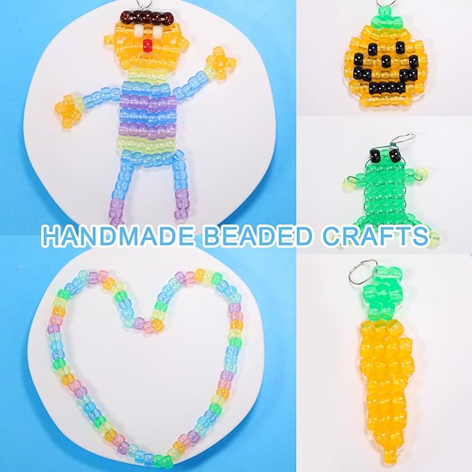 uv pony beads for bracelet 8000 pcs multi-colored plastic beads making bulk for hair braiding diy crafts kandi jewelry key chains and ornaments decorations,10 assorted colors,boxed