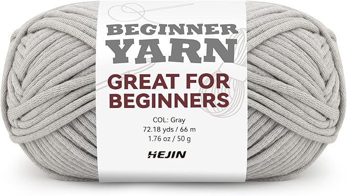60g Grey Yarn for Crocheting and Knitting;66m (72yds) Cotton Yarn for Beginners with Easy-to-See Stitches;Worsted-Weight Medium #4;Cotton-Nylon Blend Yarn for Beginners Crochet Kit Making