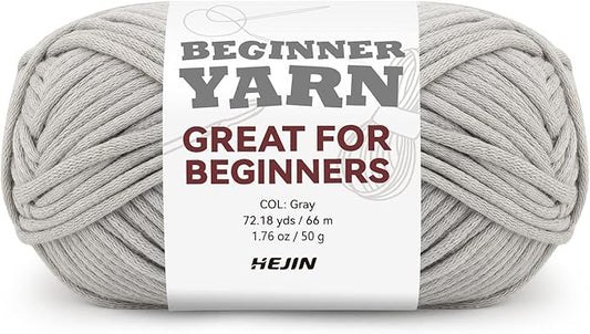 60g Grey Yarn for Crocheting and Knitting;66m (72yds) Cotton Yarn for Beginners with Easy-to-See Stitches;Worsted-Weight Medium #4;Cotton-Nylon Blend Yarn for Beginners Crochet Kit Making