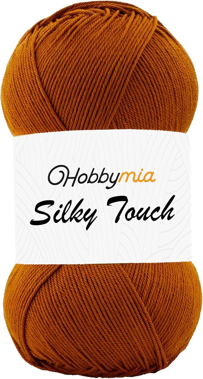 Silky Touch Acrylic Yarn - Soft Sport Weight Yarn for Crochet & Knitting - 100g / 383yds - 100% Microfiber Acrylic - Lightweight Fine Smooth Yarn(Brown - Spice, 1 Skein)