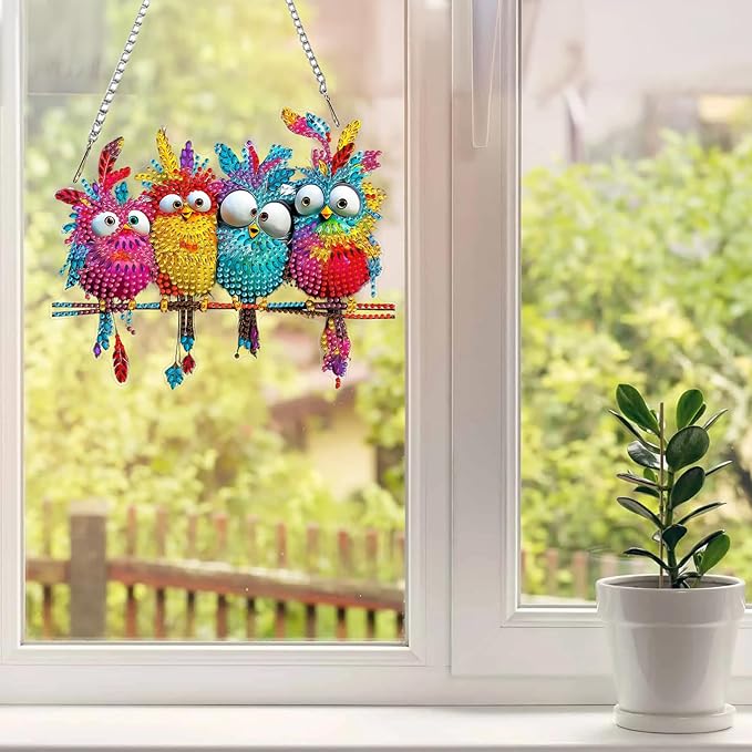 MAXBYE Hanging Diamond Art Kits for Adults Bird, Special Crystal Double Sided Animal Pendant DIY Diamond Art Painting Kits for Beginners Gift Wall Home Decoration