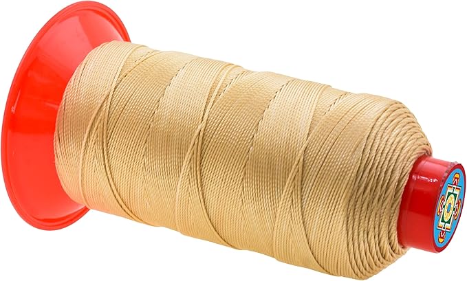 Mandala Crafts Size 346 210D T350 Bonded Nylon Thread - Tan 415 YDs Tex 350 Heavy Duty Sewing Threads for Leather, Jeans, Weaving, Outdoor Marine Upholstery
