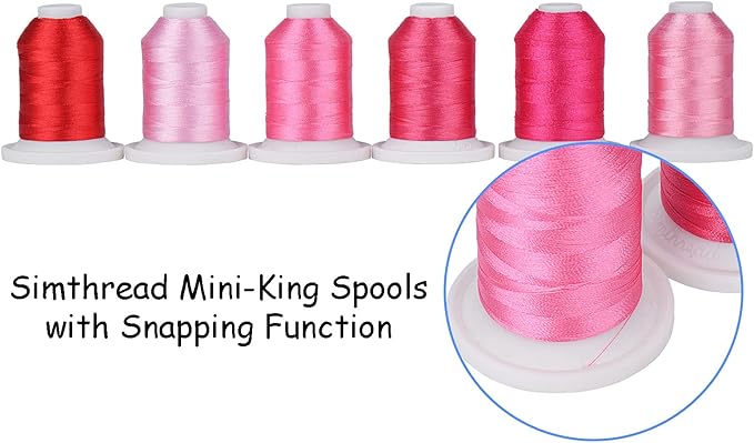 Simthread Embroidery Thread with Storage Box - 12 Options - 800 Yards/Spools 9 Rose Colors for Embroidery and Sewing Machine