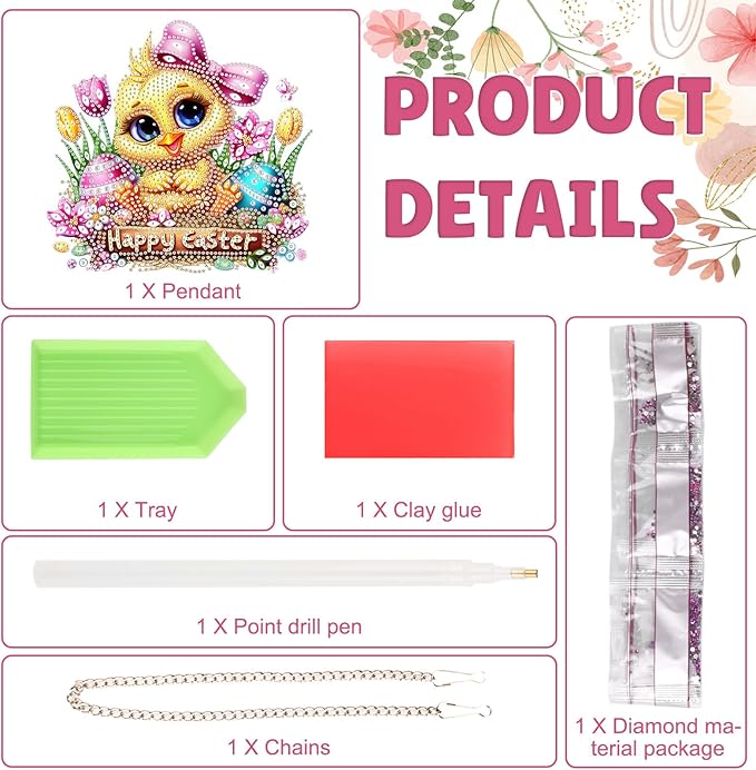 DOMROM Duck Diamond Art Hanging Kits for Adults, Easter Special Shaped Crystal Diamond Painting Duck Pendant, DIY Diamond Art Suncatchers Animal for Home Garden Wall Decor Gift