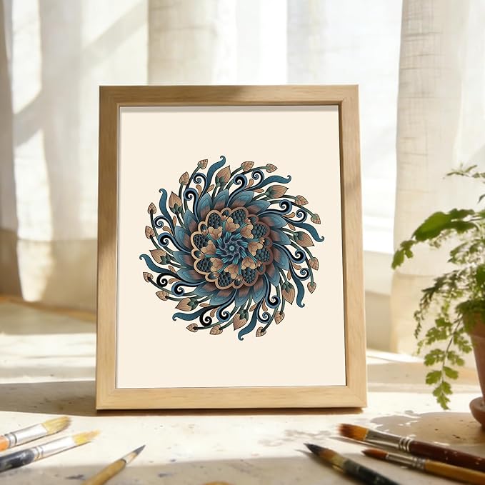 Mandala Coloring Book for Adults 41 Unique Single Sided Patterns and 9 Blank Pages with 12 Colored Pencils Set 130GSM Thick Paper Stress Relief & Mindfulness Gift for Women Men, 8.5 X 11in