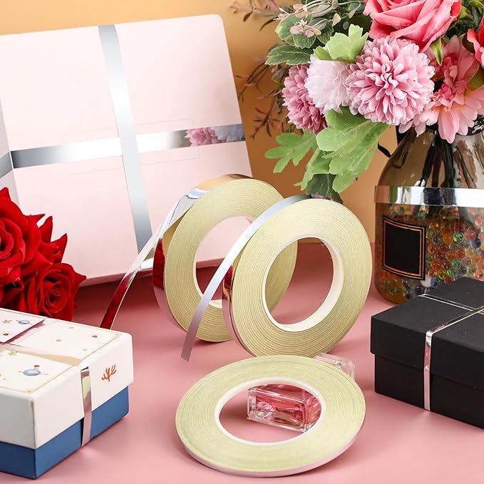 Zonon 3 Sizes Silver Self Adhesive Polyester Film Tape Washi Tape for Car Furniture Graphic Arts Walls Decor, 55 yds(5/10/15mm)