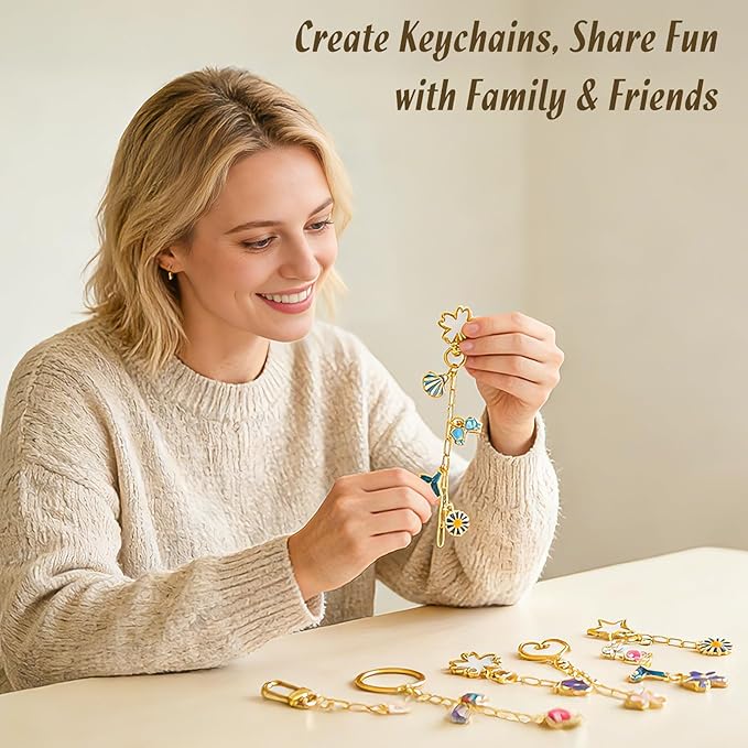 Ecoofor 50 Set Keychain Making Kit, 5 Style Metal Keychain Clips with Swivel Snap Hooks, Lobster Clasps, Key Rings & Extender Chains for DIY Crafts, Jewelry, Bags, Keychains & Gift Accessories