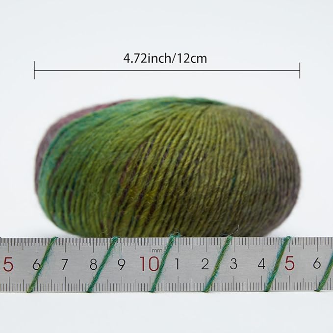 NICEEC 3 Skeins Rainbow Soft Yarn 100% Wool Gradient Multi Color Yarn for Crocheting Knit Total Length 180m×3(196yds×3,50g×3)-13#