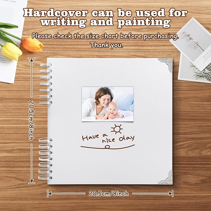 Scrapbook Album 8x8 Inch - Hardcover Kraft Paper Photo Album with 80 Pages, Memory Book for Wedding, Anniversary, Family, Christmas, Baby Shower, Ideal for Preserving Precious Moments