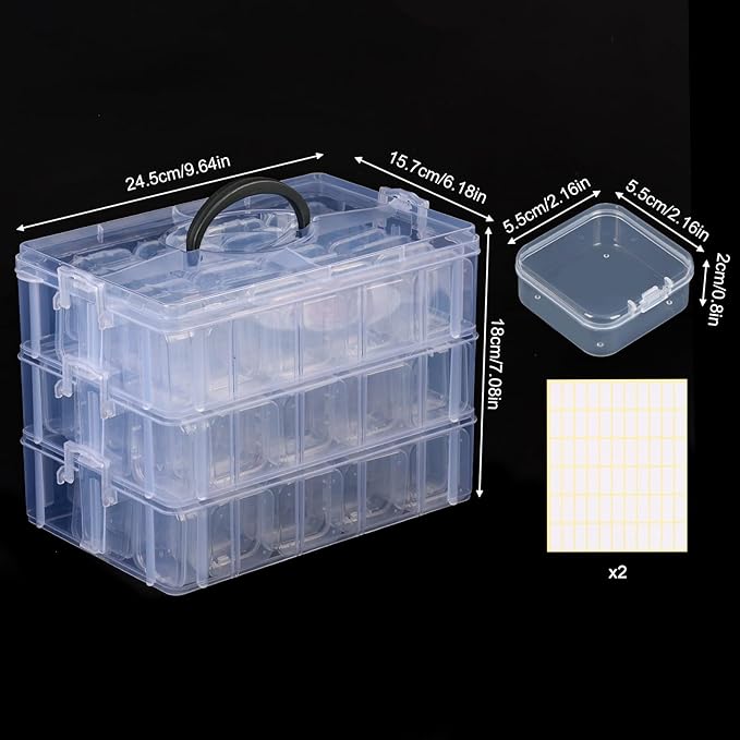 SGHUO Bead Organizer Box, 84 pcs Small Organizers, 3-Tier Stackable Storage Container Box for Art Craft Storage, Washi Tape, Kids Toys, Jewelry, Beauty & Sewing Supplies