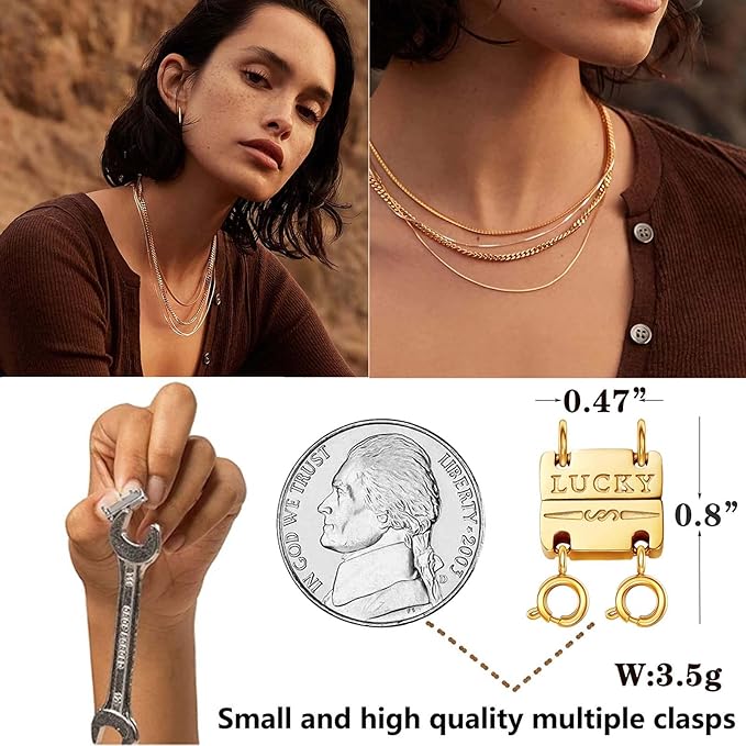 dailyacc lucky necklace layering clasp 18k gold and silver strong multiple necklace clasps for layered separator