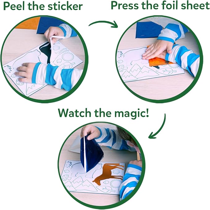 skillmatics foil fun - animals, no mess art for kids, travel toys, craft kits, diy creative activity, gifts for boys & girls ages 4, 5, 6, 7, 8, 9