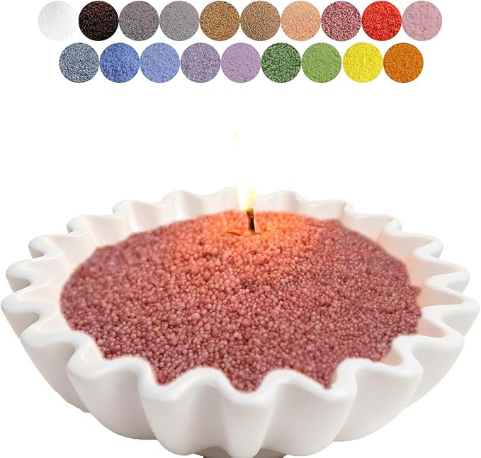 Aufien Candle Sand with Wicks, 21.4 Oz Pearled Candle, DIY Bead Powder Sand Wax Making kit Refillable Non Toxic for Handmade, Mother's Day Wedding and Halloween Christmas Decorations Crimson