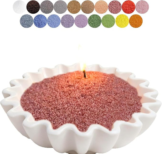 Aufien Candle Sand with Wicks, 21.4 Oz Pearled Candle, DIY Bead Powder Sand Wax Making kit Refillable Non Toxic for Handmade, Mother's Day Wedding and Halloween Christmas Decorations Crimson