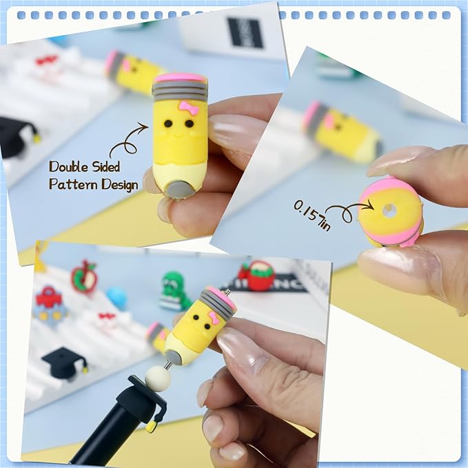 12pcs 3D Student Silicone Focal Beads Silicone for Keychain Making Beads for Pens Shape for Bracelet Necklace Crafts （3D Student）