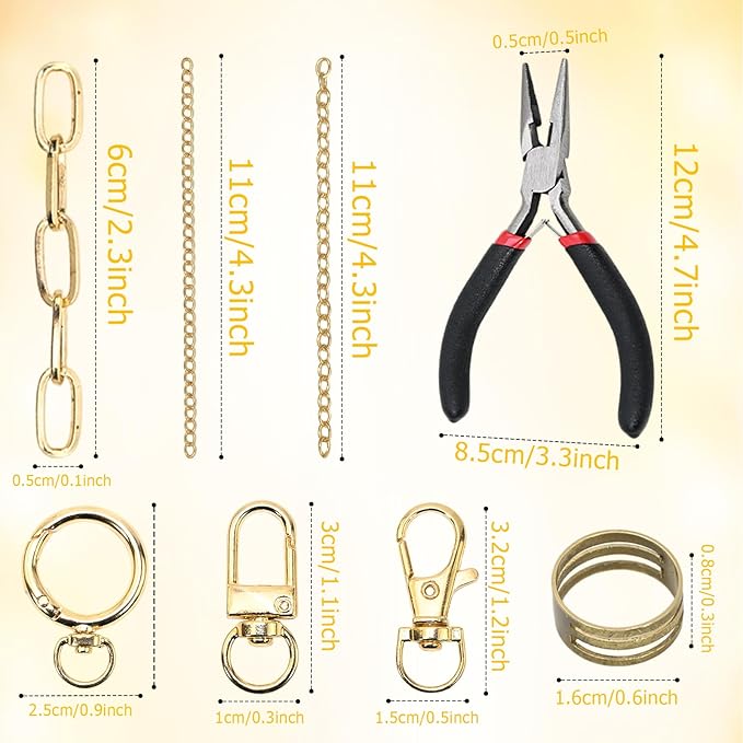 GDGJWL 263-Piece Lip Gloss Keychain Kit, DIY Craft Supplies with Charms, Keychain Hooks, Jump Rings, Lobster Clasps, Chains & Tools, Jewelry Making Kit for Custom Keychains, Bags, and Gifts