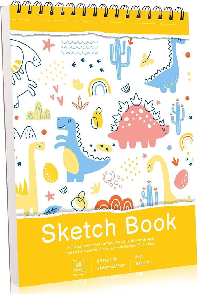 Sketch Book 8.5×11 inch, Spiral Bound Sketch Pad 50 Sheets (68lb/100gsm), Acid-Free Sketchbook for Drawing Painting Sketching, Art Paper Drawing Supplies for Teens Adults Artists Ideal Gifts