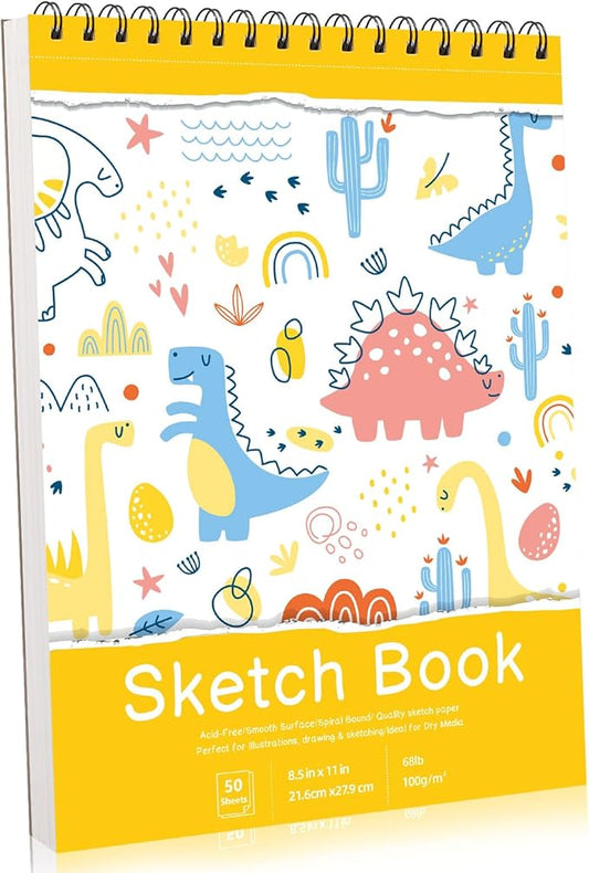 Sketch Book 8.5×11 inch, Spiral Bound Sketch Pad 50 Sheets (68lb/100gsm), Acid-Free Sketchbook for Drawing Painting Sketching, Art Paper Drawing Supplies for Teens Adults Artists Ideal Gifts