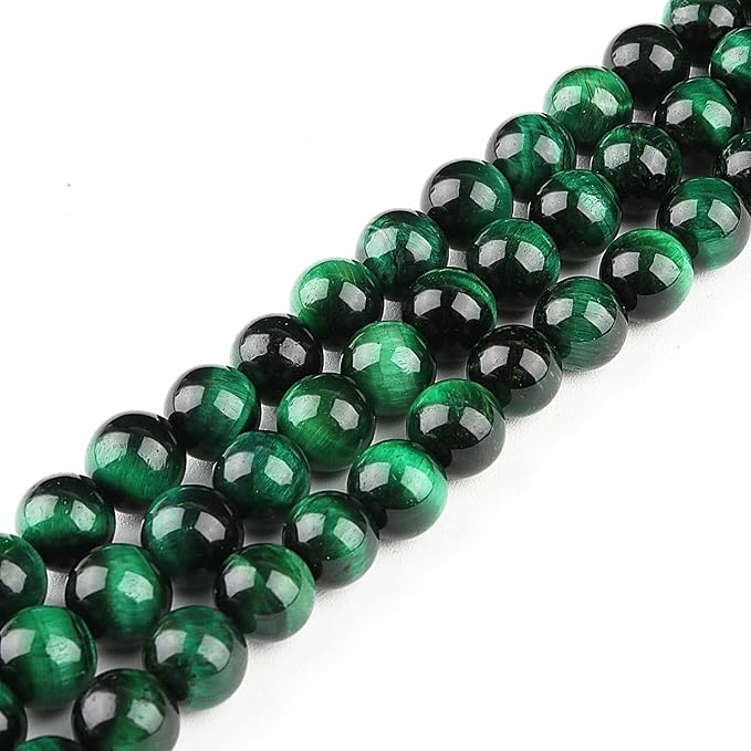 Natural Stone Beads Gemstone Beads for Jewelry Making - Crystal Beads for Bracelets, 6mm Beads Round Loose Beads(59-62pcs, 6mm, Green Tiger Eye)