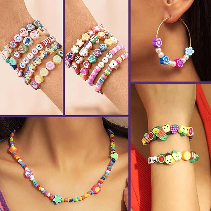 2300pcs Polymer Clay Beads Bracelet Making Kit, 24 Style Cute Fun Beads for Friendship Bracelets Letter Beads Charms Kit for Jewelry Making DIY Arts and Crafts Birthday Gifts Toys for Kids