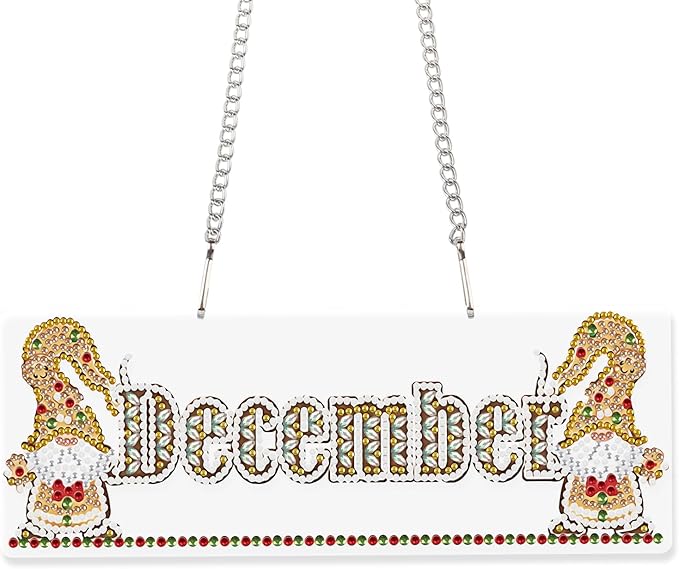 Diamond Painting Kits Hanging Pendants, DIY Crystal Rhinestone Wreath Kits, Colored Imitation Art Point Crystal Diamond Art Window Pendants Home Garden Wall Door Birthday Festival Gifts (December)