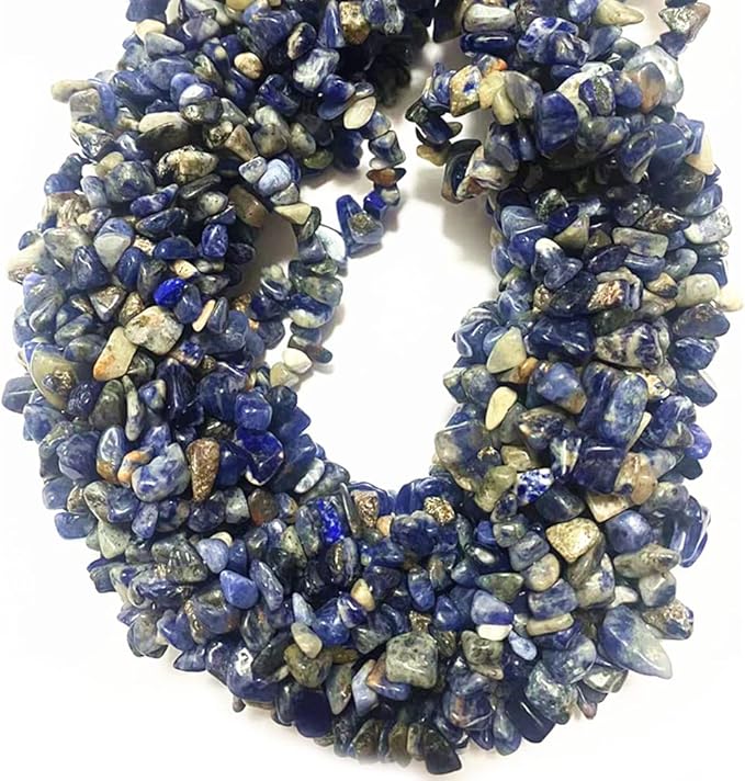 7-8mm Natural Blue Sodalite Gemstone Chips Beads Healing Crystals Waist Bracelets Necklace Kit Irregular Stone DIY Crafts Design Jewelry Making