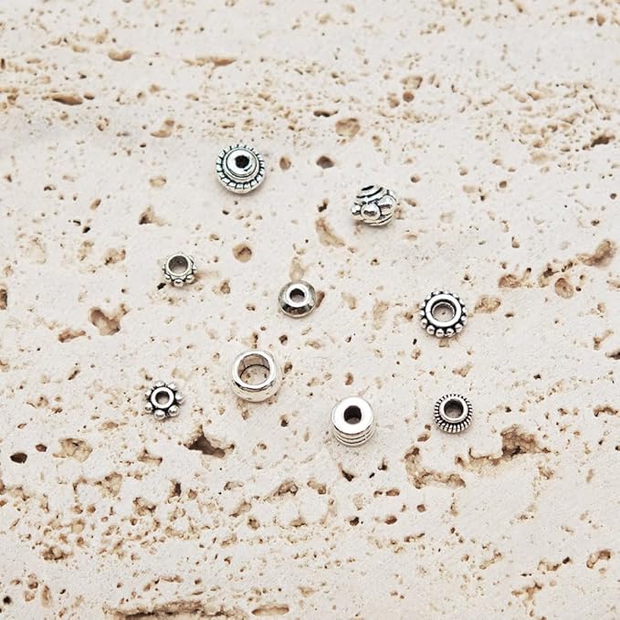INSPIRELLE 450 Pieces Antique Silver Spacer Beads 4~5mm Metal Alloy Heishi Flat Rondelle Loose Beads for Bracelet Necklace Earring Jewelry Making
