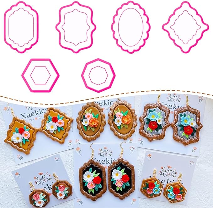 Baroque Style Polymer Clay Cutters Set, Decorative Frame Clay Cutters for Vintage Earrings, Polymer Clay Molds for Layered Designs, Clay Earring Cutters, Clay Tools for Crafting