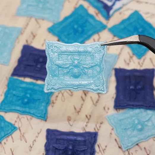 250pcs Wax Seal Beads Baby Blue, Andotopee Premium Sealing Wax Beads for Stamp Seals, Octagon Metallic Seal Stamp Pellets Refill Pack for Wedding Invitation, Letter Envelope, Scrapbook DIY Crafts