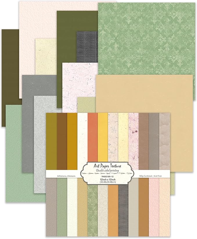 24 Sheets Scrapbook Paper 12" Double-Sided Photo Backdrop Patterned Craft Paper 160gsm for Junk Journals Greeting Cards Album Decoration (Floral Design I)