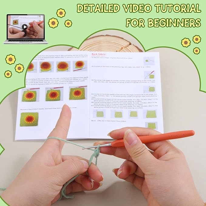 Pnytty Crochet Kit for Beginners Phone Bag Beginners Crochet Kit, Crochet Craft Starters Kits for Adults with Easy Step-by-Step Video Tutorials