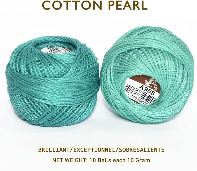Double Mercerized Egyptian Long Staple Cotton Pearl Thread Ball 10 Grams Rainbow Color Embroidery Thread 10 Colors per Box for Crochet Hardanger Cross Stitch Hand Embroidery,cayon Series