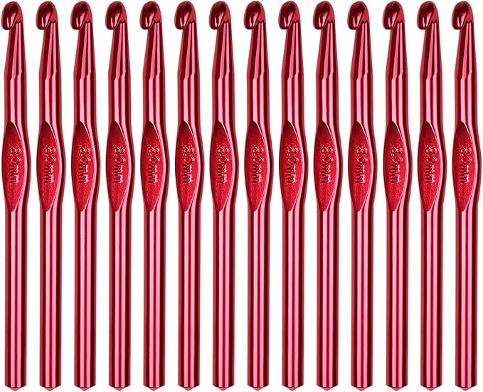HEYLEAYAR 8mm Aluminum Crochet Hooks 14PCS, Aluminum Crochet Needle Size M, Crochet Hooks Bulk for Knitting Craft Yarn Contribute to Beginners