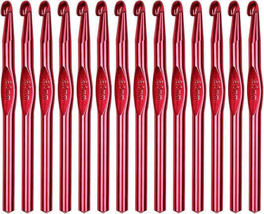 HEYLEAYAR 8mm Aluminum Crochet Hooks 14PCS, Aluminum Crochet Needle Size M, Crochet Hooks Bulk for Knitting Craft Yarn Contribute to Beginners