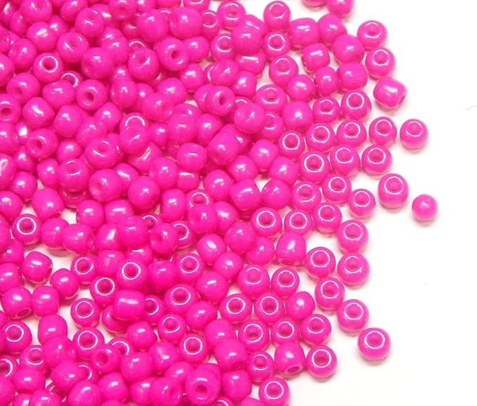 Perlin Glass Seed Beads 2mm 11/0 Round Mini Small Pony Beads 6500pcs for Making Earrings Bracelets Pendants Waist Jewelry DIY Handmade Opaque Color Kit (Pink)