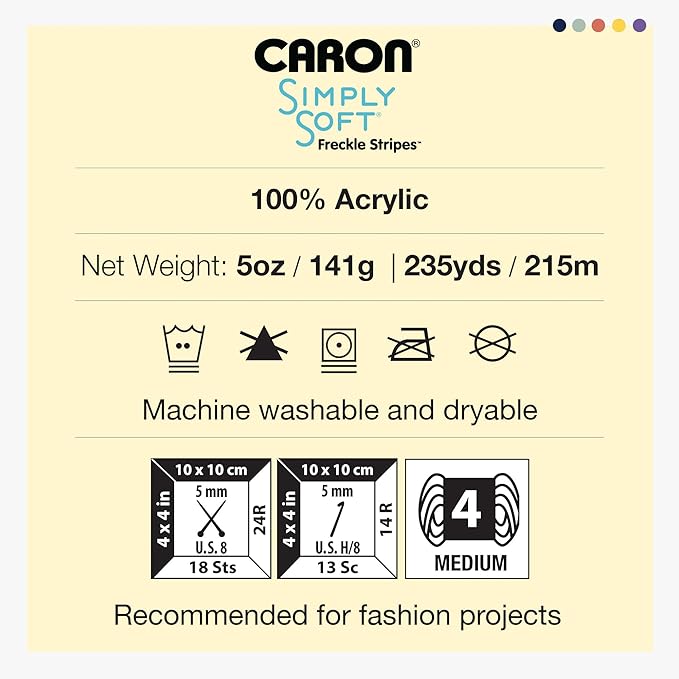 Caron Simply Soft Freckle Sienna Yarn - 3 Pack of 5oz/141g - Acrylic - #4 Worsted (Medium) - 235 Yards - Knitting & Crochet