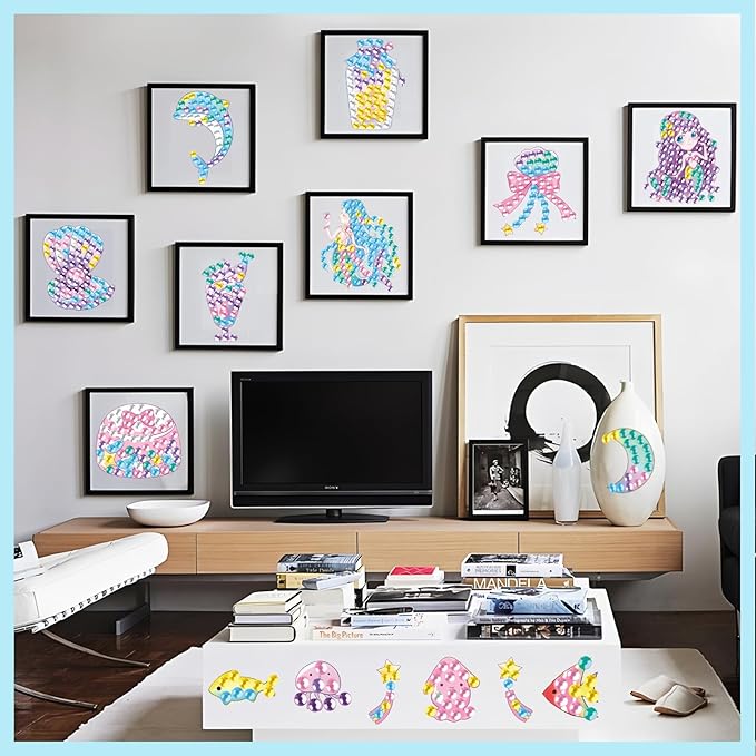 Viicoor 33 PCS Mermaid Diamond Painting Sticker Kit Summer DIY Art Craft for Girls (Mermaid-33P)