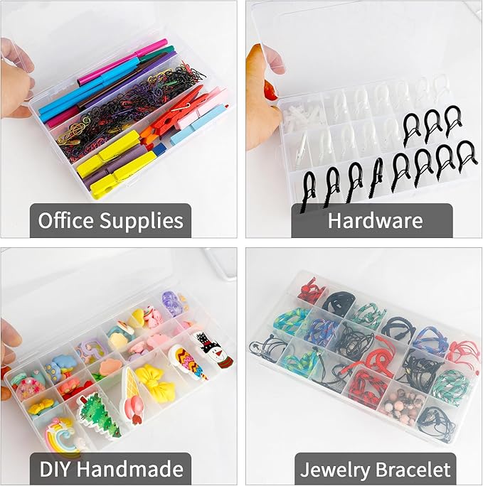 OALCQ 36 Grids Bead Organizer Box Tackle Box Organizers and Storage Rock Collection Boxes Plastic Organizer Boxes