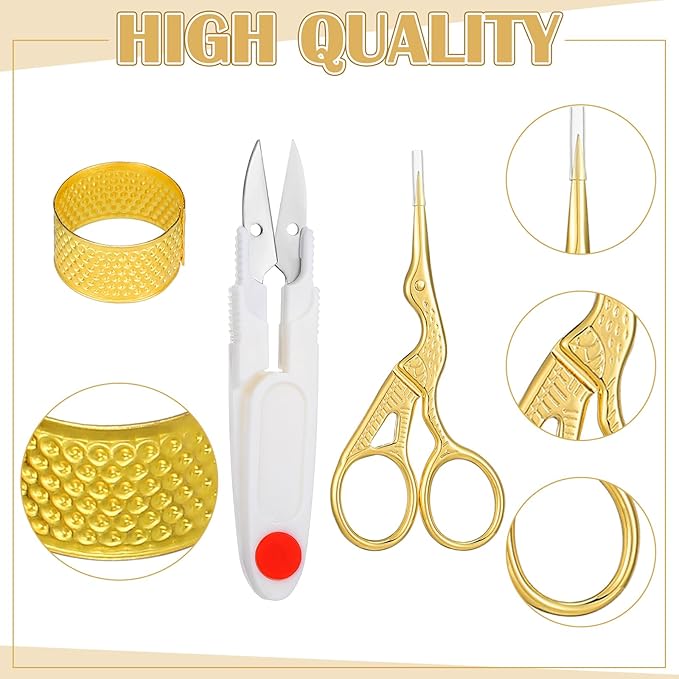 Mudder 53 Pieces Cross Stitch Tool Embroidery Starter Kit Includes Bamboo Circle Cross Stitch Hoop Ring Sewing Scissors Needle Threading Tools Thimbles Floss Bobbins Seam Ripper and Embroidery (Red)