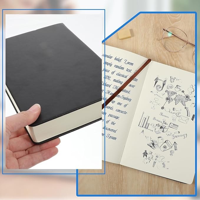 Thick A5 Sketchbook Notebook 660 Pages Blank Thick Smooth Notebook Soft Faux Leather Cover Journal for Ink, Water Color, Pen, Pencils, 80GSM, 5.7" x 8.5"