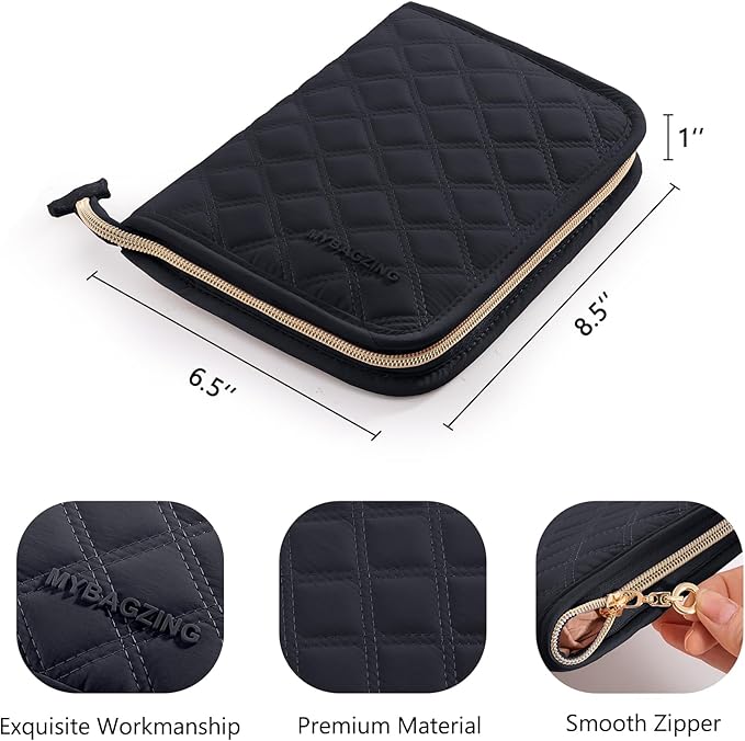 MYBAGZING Crochet Hook Case – Empty Organizer with 24 Slots for Crochet Hooks & Ergonomic Aluminum Crochet Needles, Zipper Pocket for Accessories and Supplies