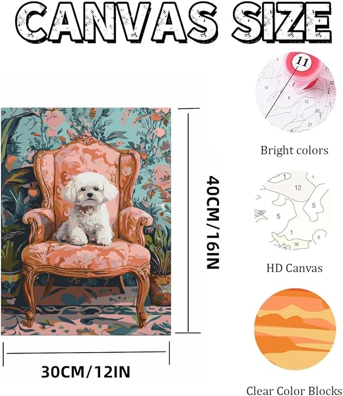 Mosaflare Paint by Numbers for Adults Beginner, Dog on Sofa Adult Paint by Number Kits on Canvas, DIY Acrylic Oil Easy Painting by Numbers for Home Wall Decor 12X16 inch (Without Frame)