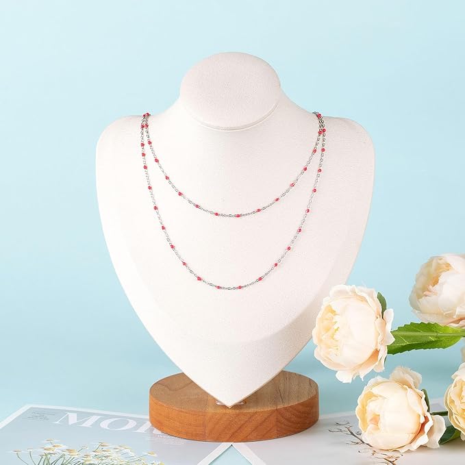UMAOKANG 10 Meters Stainless Steel Chain Roll Enamel Beads Chain for Jewelry Making Cable Necklace Chain Women Necklace Bracelet DIY Jewelry Supplies Findings