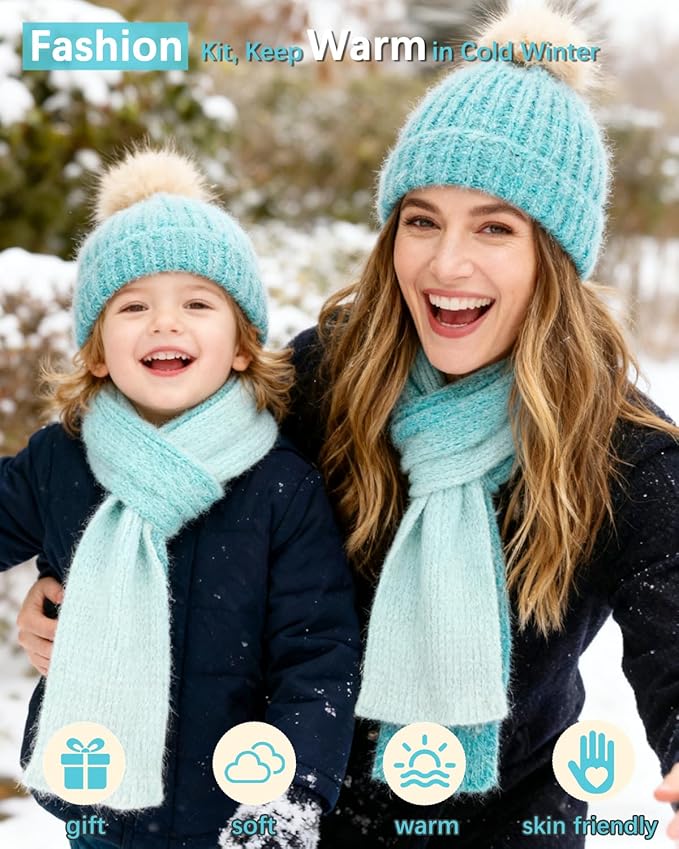 katech beginner knitting kit - learn to knit kit for adults- complete hat, scarf, gloves starter kit with step-by-step instructions(gradient)