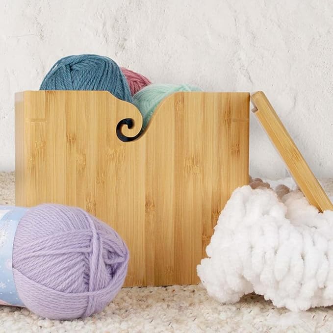 Bamboo Yarn Bowl and Crochet Hooks Set, 10 Pcs Long Crochet Hooks Tools Kit for DIY Wool Braid Craft, Toy, Hairpin Lace, Baby Socks, Shawl, Handmade Crochet Kit for Wife, Mum, Grandmother Gift
